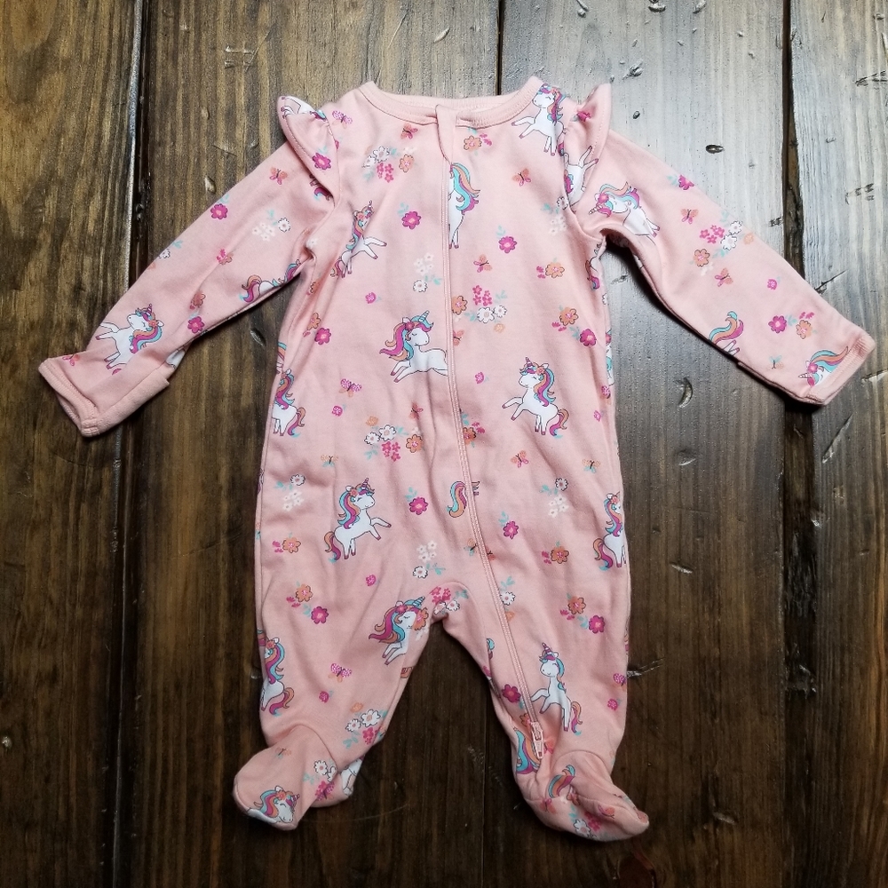 Unicorn Onesie Feet 0-3 Months Zip Pajamas